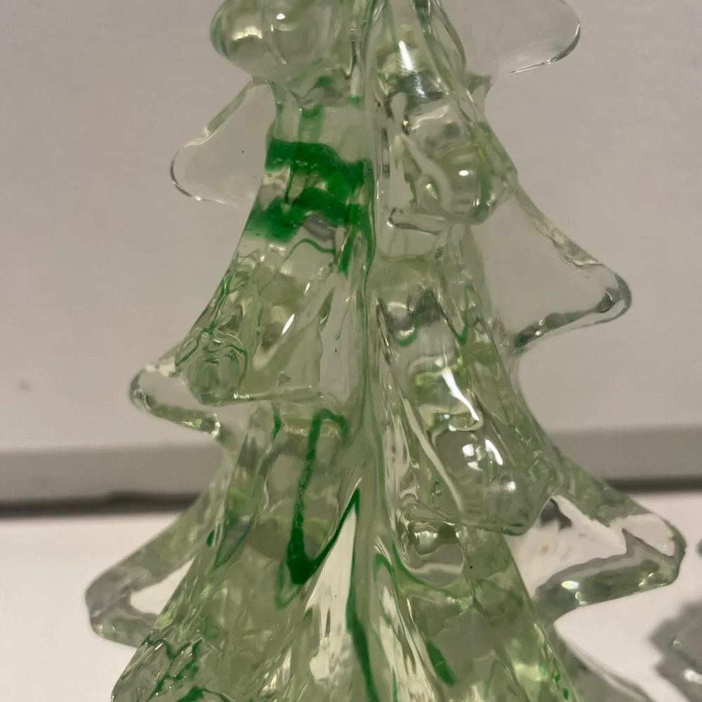 Vintage Set Of Two Studio Art Glass Swirl Christmas Trees 🌲 - Picture 2 of 12